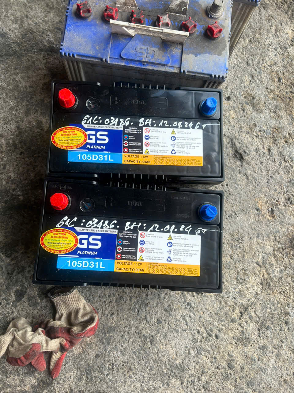 ắc quy gs mf 105d31l 12v-90ah lắp xe tải